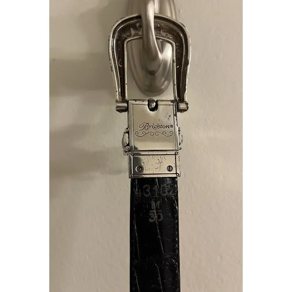 Brighton M 30 Light Brown Leather Belt‎ Silver Tone Buckle 43102 Vintage